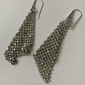 Swarovski Diamond Crystal Net Rhodium Plated Dangle Earrings
